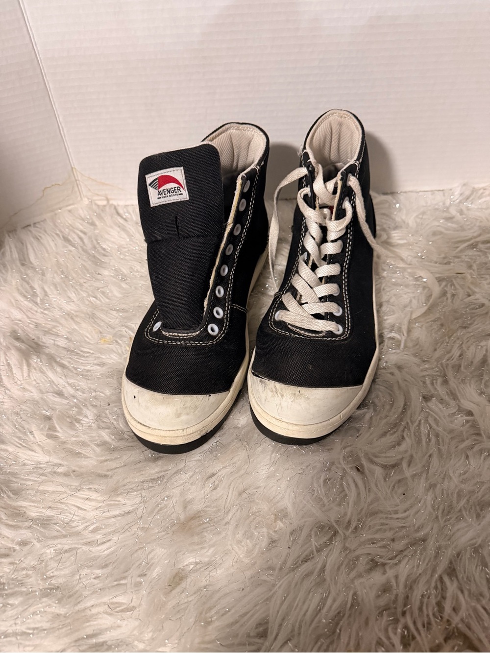 Avenger Black and White High-Top Canvas Sneakers